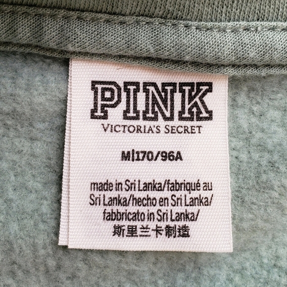 VS PINK Varsity Half Zip Oversized Embroidered Logo Spell Out Wide Collar Size M - Picture 14 of 16